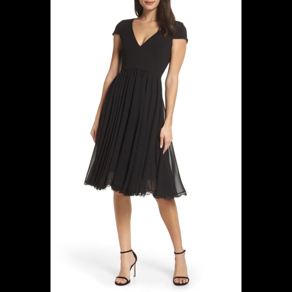 Dress the population corey midi dress in black